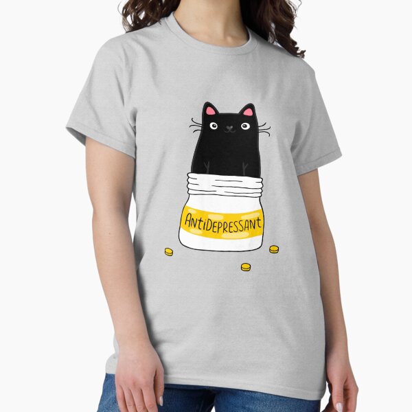 Vista previa del artículo con la obra «ANTIDEPRESIVO DE PELO. Linda ilustración de gato negro. Un regalo para un amante de las mascotas.», diseñado y vendido por kostolom3000.