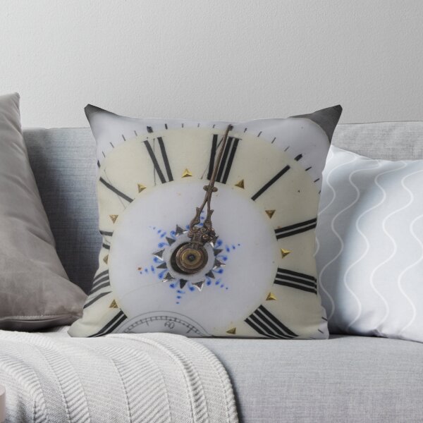 Portrait of an old watch face, vintage fob time piece Throw Pillow