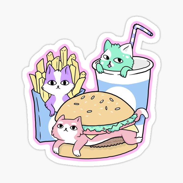 Fastfood Cats Sticker