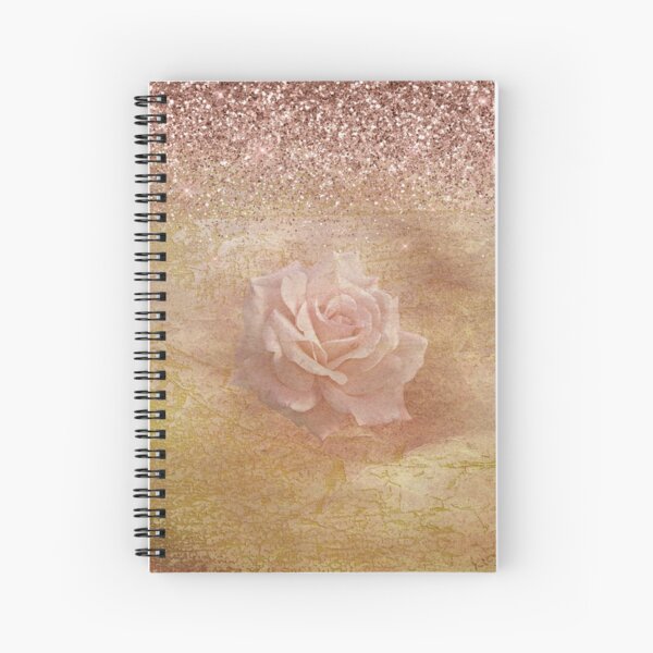 Antique Rose Gold Glitter Spiral Notebook