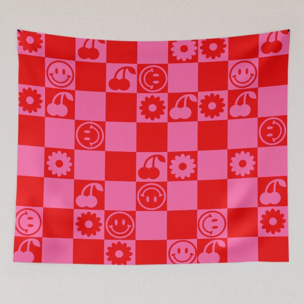 Item preview, HAPPY CHECKERS - pink and red designed and sold by Julia Santos.