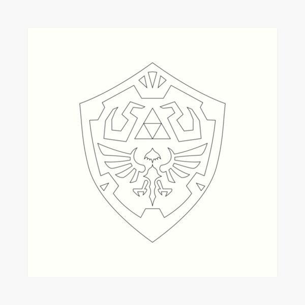 Hylian Shield Greyscale Art Print