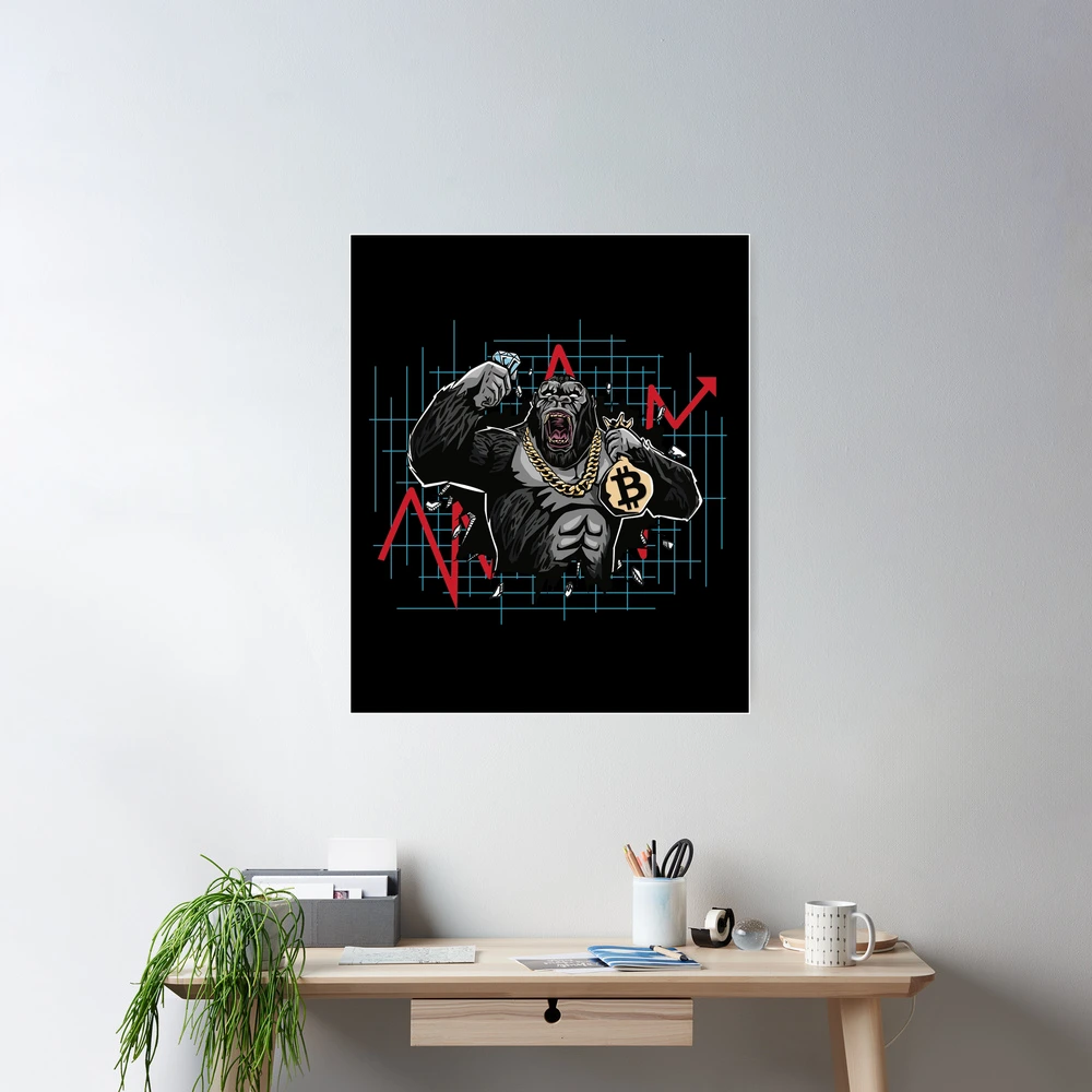 Bitcoin Crypto BTC Diamond DeFi Gorilla Bull Market Poster