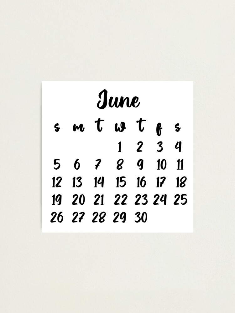June bullet journal calendar month 2022 Photographic Print for