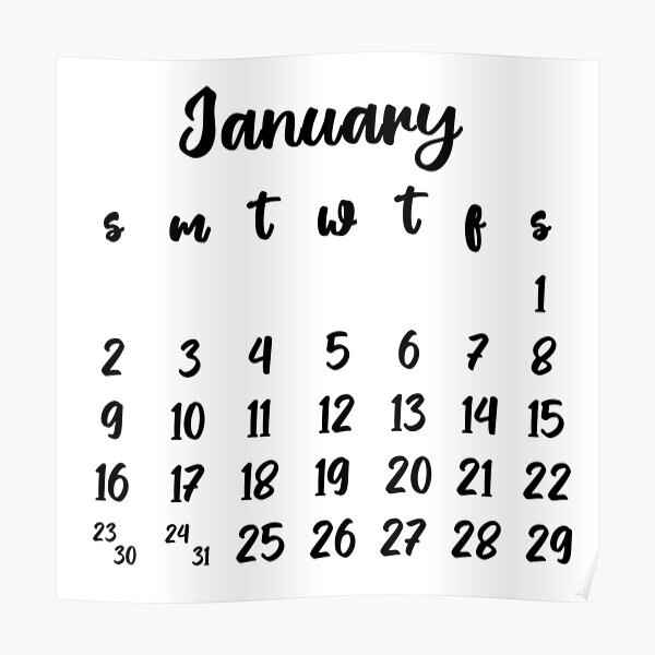 January bullet journal calendar month 2022