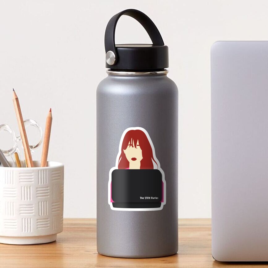 Redheaded Woman at Computer Sticker