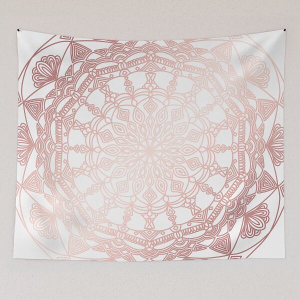 Item preview, Rose gold floral detailed bohemian mandala designed and sold by felinefeelings.