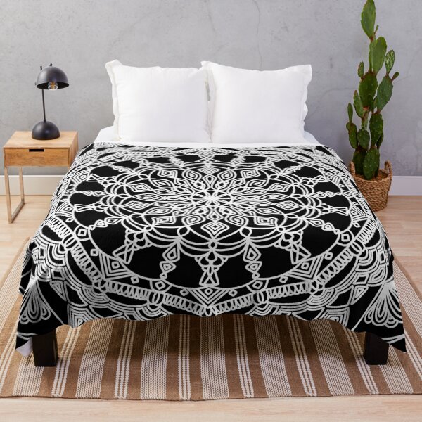 Item preview, White floral detailed bohemian mandala designed and sold by felinefeelings.