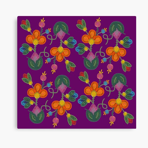 Purple Floral Yoga Mat- Ojibwe Native American Designed high quality Indigenous Flower Pattern