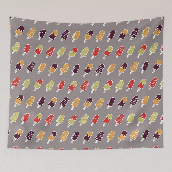 Item preview, Vector grey colourful doodle of popsicle ice cream repeat pattern. designed and sold by jamiesoondesign.
