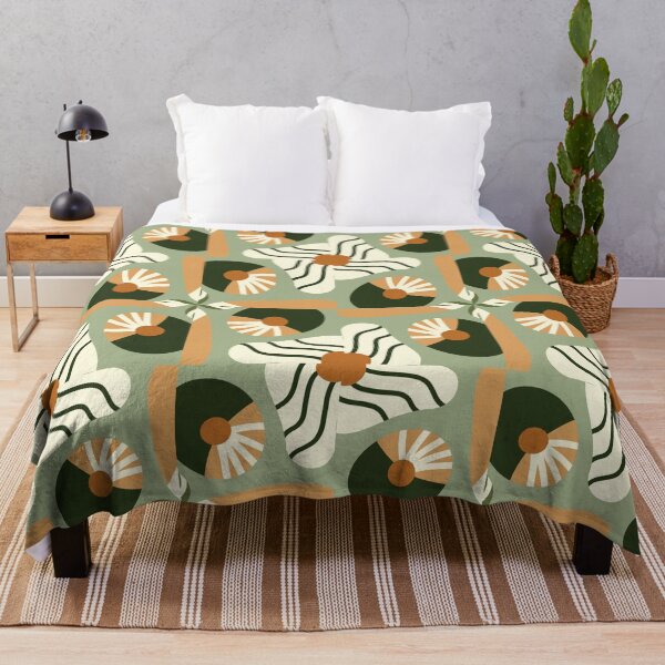 Item preview, Abstract Retro Vintage Design with Swirls, Stripes and Circles in Brown, Sage Green, Burnt Orange, and Ivory designed and sold by cozycaroline.