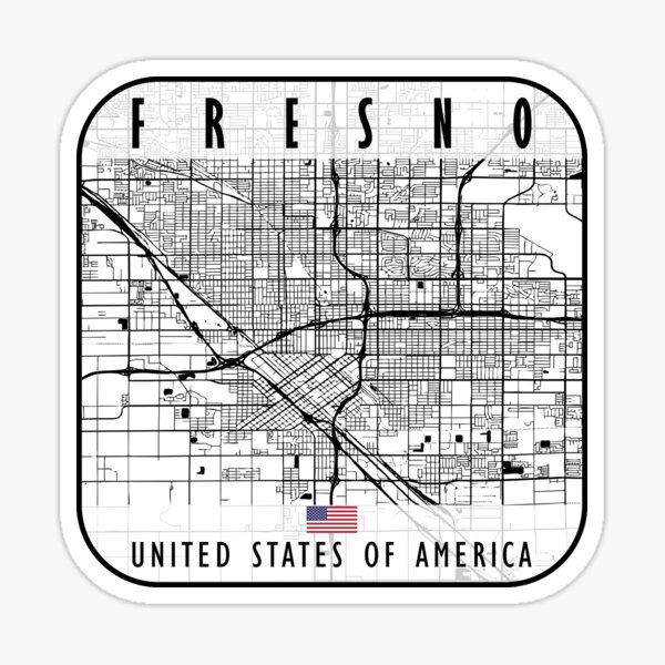 FRESNO MAP USA Sticker For Sale By Hatimelhag Redbubble   St,small,507x507 Pad,600x600,f8f8f8 