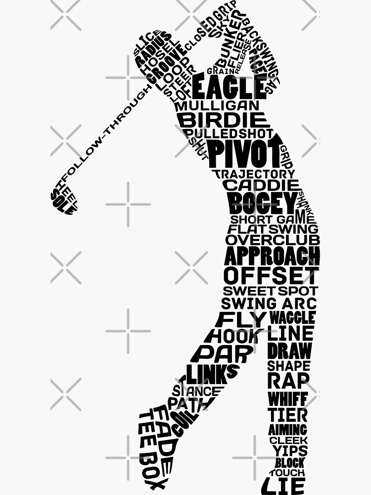 "Golf Golfer Typography Word Art" Sticker for Sale by gamefacegear