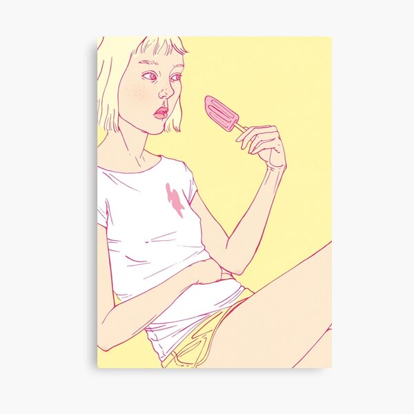 Girl eating an icecream on a hot summer day Canvas Print