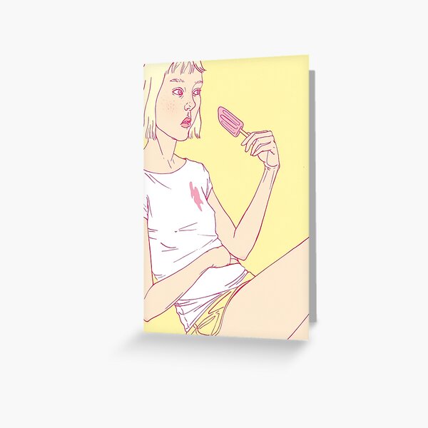 Girl eating an icecream on a hot summer day Greeting Card