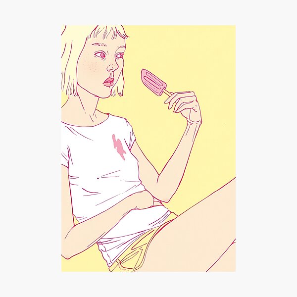 Girl eating an icecream on a hot summer day Photographic Print