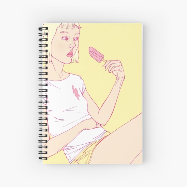 Girl eating an icecream on a hot summer day Spiral Notebook