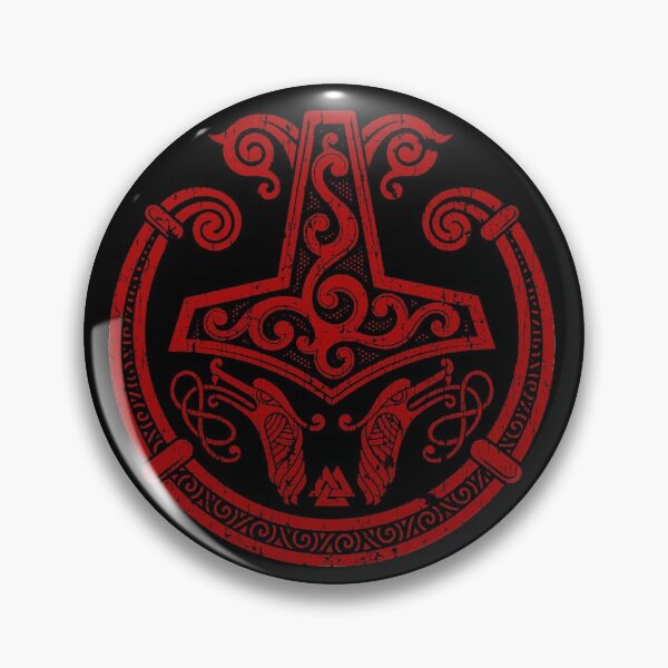 Item preview, Thors Hammer Mjolnir Norse Pagan Viking Torc Red Distressed designed and sold by BluePagan.