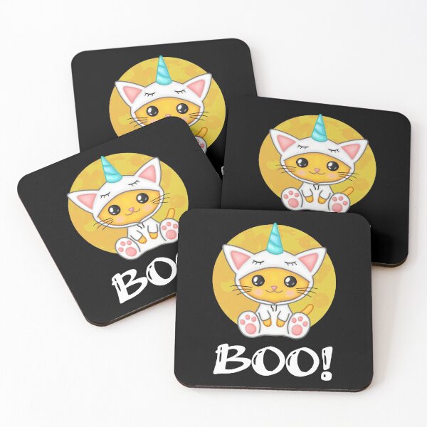 Item preview, Cute Halloween Caticorn Screaming Boo! with Full Moon  designed and sold by elvisg03.
