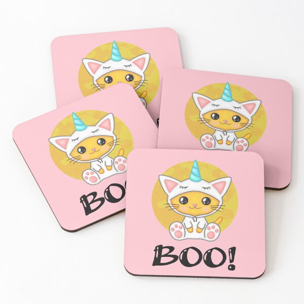 Item preview, Cute Halloween Caticorn Screaming Boo! with Full Moon  designed and sold by elvisg03.