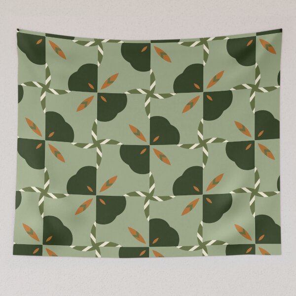 Artikelvorschau, Abstract Retro Vintage Design with Swirls, Stripes and Circles in Brown, Sage Green, Burnt Orange, and Ivory entworfen und verkauft von cozycaroline.