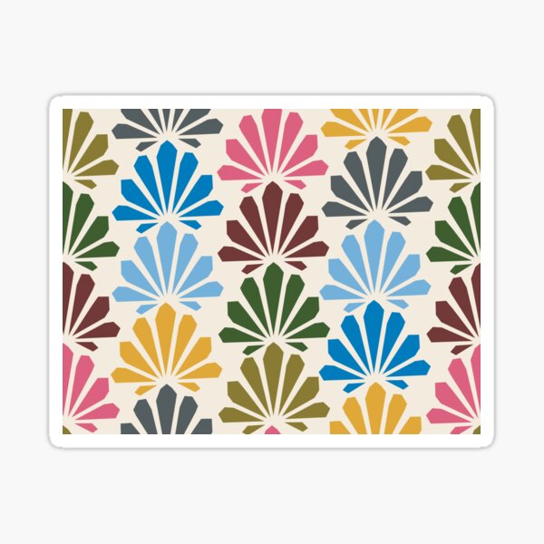 "Mod Scallop Shells" Designer 1960s 1970s Seashell Classic Beach Retro Print Sticker