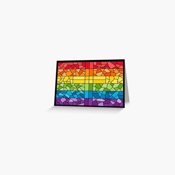 Rainbow Stained Glass Cross Greeting Card