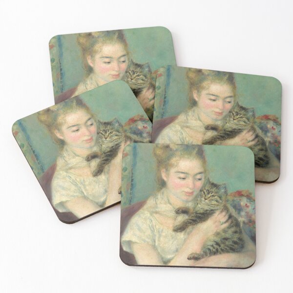 Item preview, Pierre Auguste Renoir - woman with a cat designed and sold by Vivanne-art.