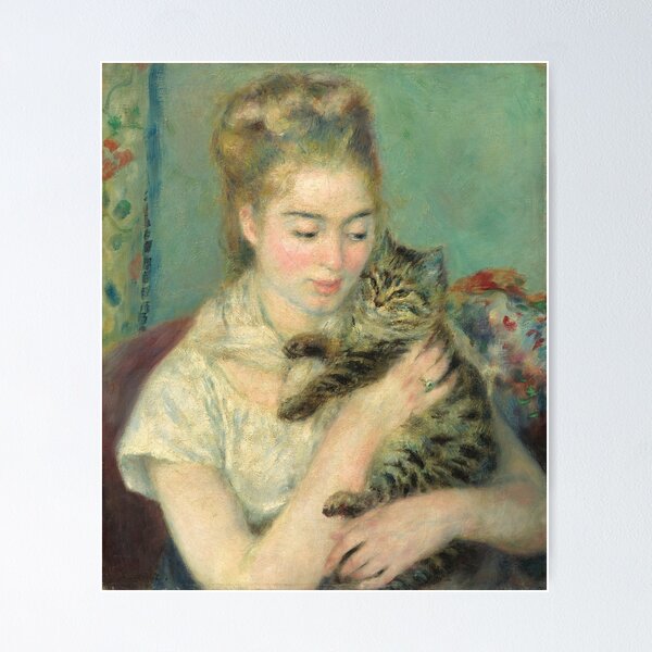 Item preview, Pierre Auguste Renoir - woman with a cat designed and sold by Vivanne-art.