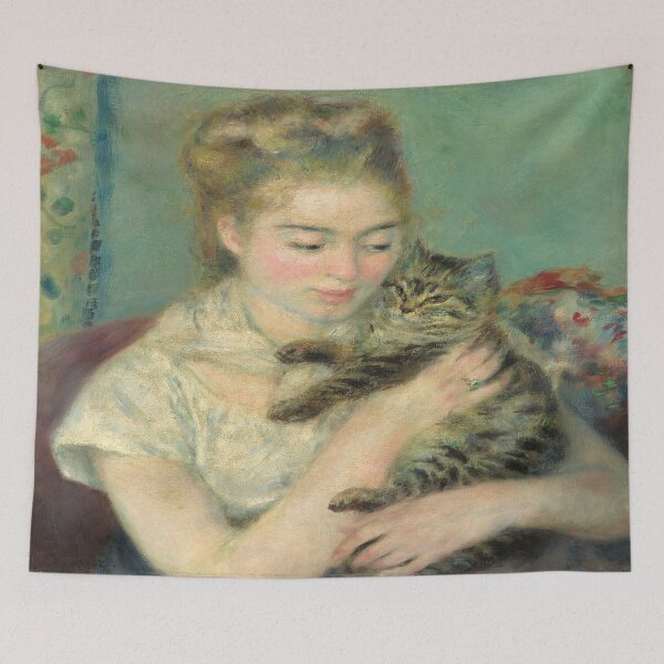 Item preview, Pierre Auguste Renoir - woman with a cat designed and sold by Vivanne-art.