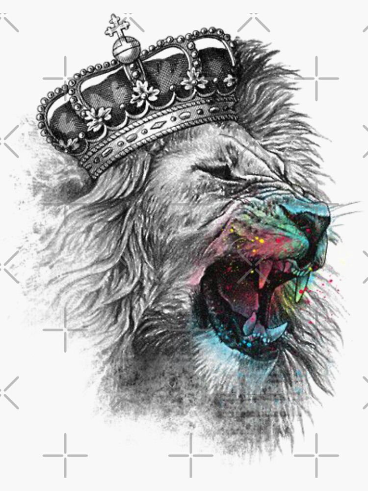 Pegatina for Sale con la obra «Rey león con corona dorada con joyas» de  DigitalD00DLES