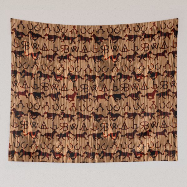 Item preview, Brown Cattle Brands - Horse Ranch on Wood Grain designed and sold by WickedRefined - Nicole Demereckis.