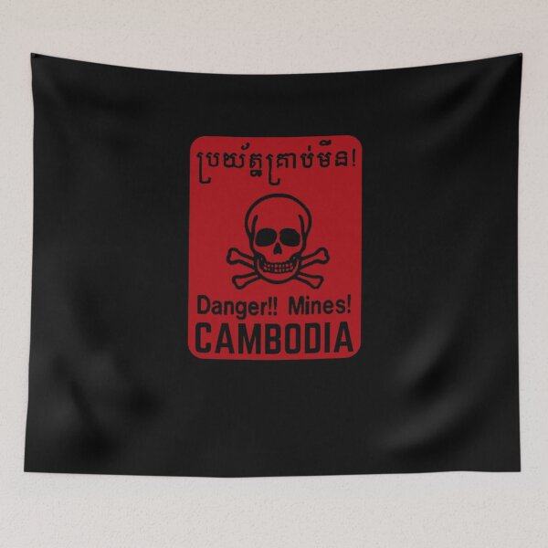Item preview, Cambodia Danger Mines Sign  designed and sold by MojaveTradePost.