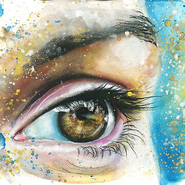 Golden Eyes  Watercolor and Gold 