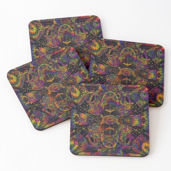 Item preview, Black Loops Over Trippy Rainbow Zentangle Art designed and sold by ThatsJustJilly.