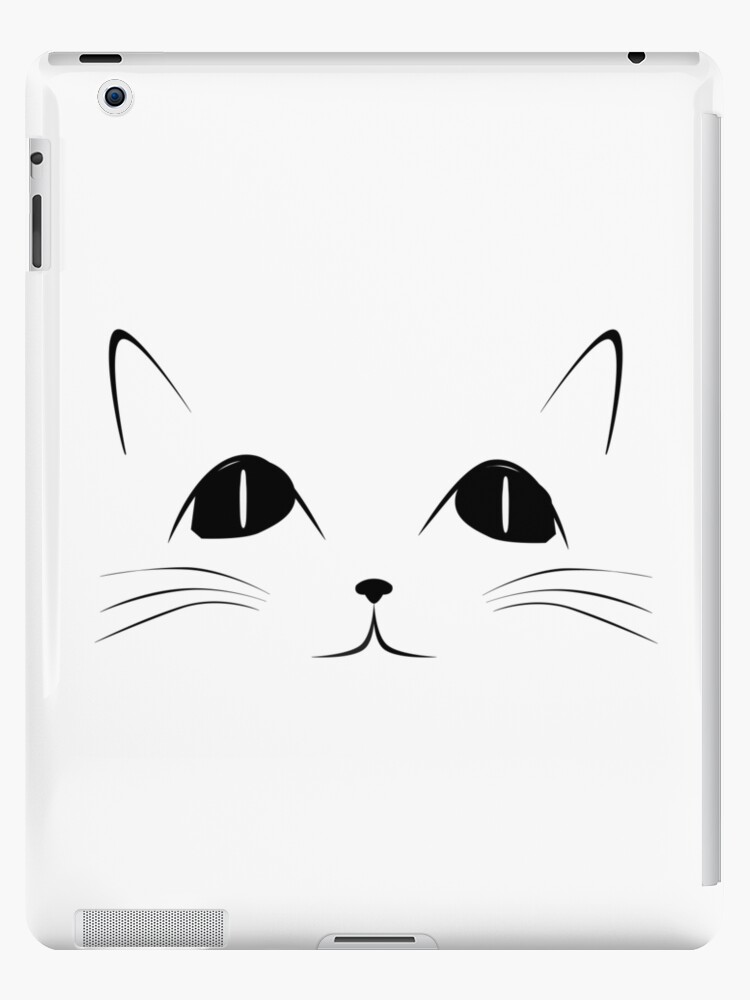 Coque Et Skin Adhesive Ipad Visage De Chat Noir Dessin Anime D Animal Mignon Par Sago Design Redbubble