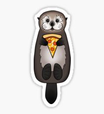 Sea Otter with Pizza Sticker