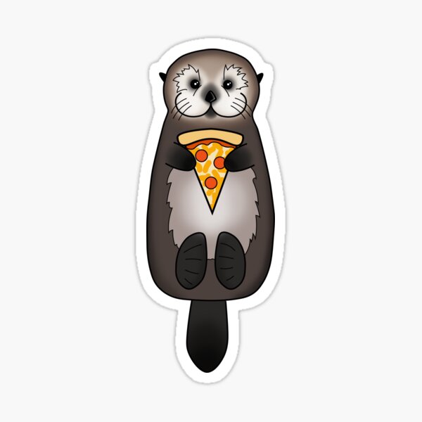 Sea Otter with Pizza Sticker