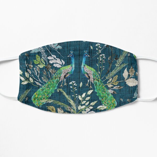 Peacock Chinoiserie (teal) Flat Mask