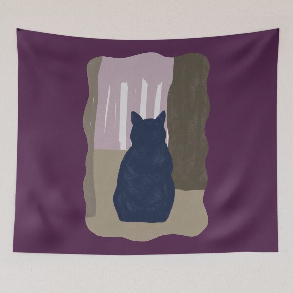 Item preview, Night Cat in Night Forest Cool Illustration by Ungomario designed and sold by ungomario.