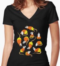Candy Corn Rats Women's Fitted V-Neck T-Shirt