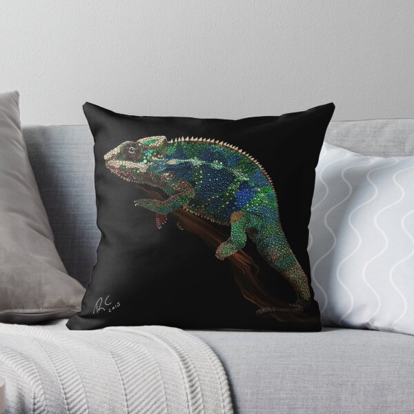 Colorful Chameleon Throw Pillow