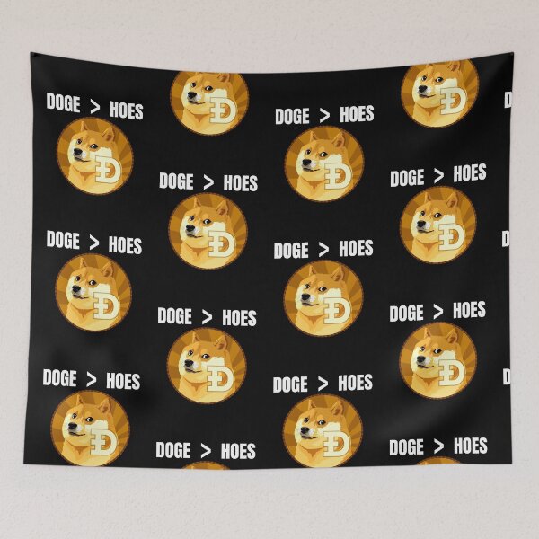 Item preview, Doge Over Hoes Funny Crypto Simple Text Cryptocurrency Dogecoin Meme Logo  designed and sold by Bitcoin-Fashion.