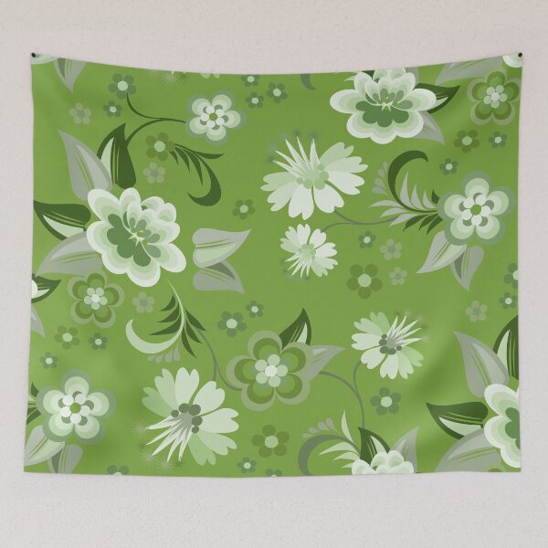 Item preview, seamless green floral wallpaper designed and sold by sbrstore.