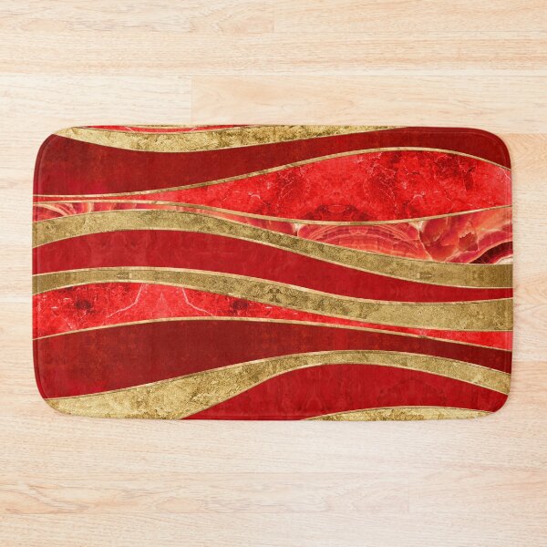 Item preview, Red Gold Metallic Wavy Abstract designed and sold by k9printart.