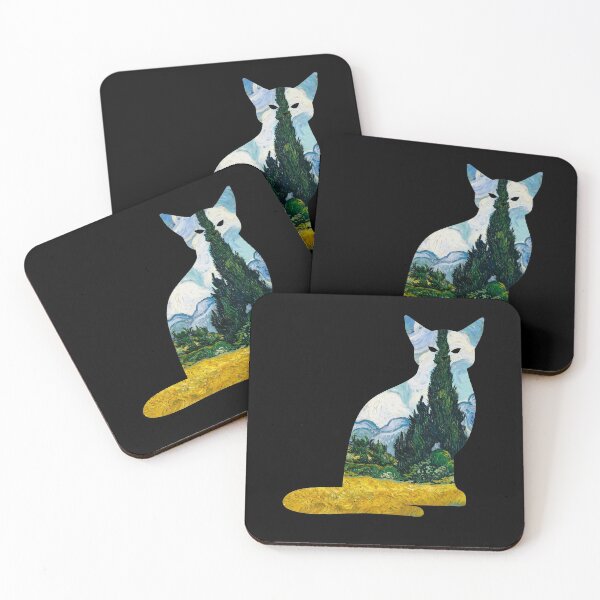 Item preview, Cat Van Gogh - Wheat Field with Cypresses designed and sold by dibeja.