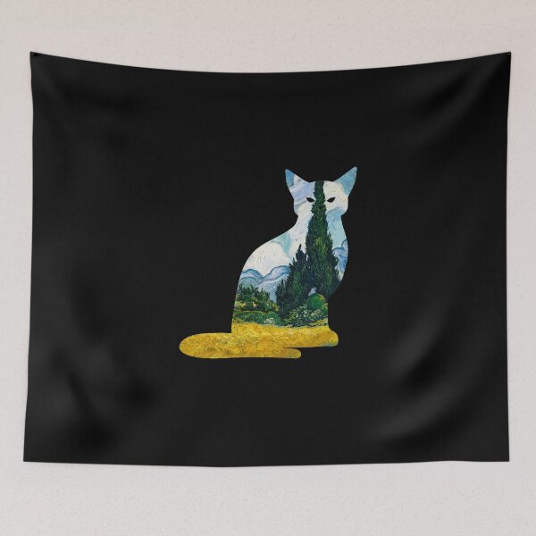 Item preview, Cat Van Gogh - Wheat Field with Cypresses designed and sold by dibeja.
