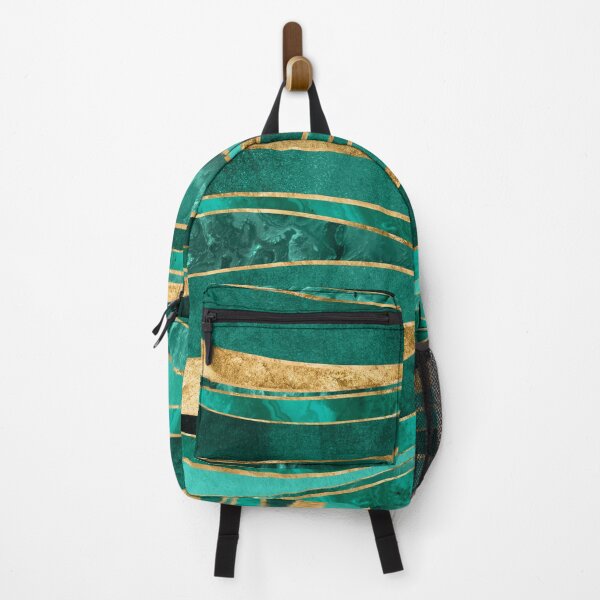Item preview, Emerald Green Gold Metallic Wavy Abstract designed and sold by k9printart.