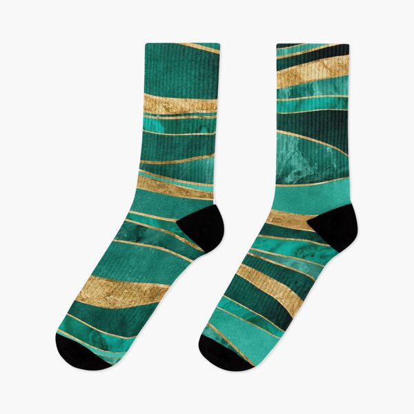 Item preview, Emerald Green Gold Metallic Wavy Abstract designed and sold by k9printart.