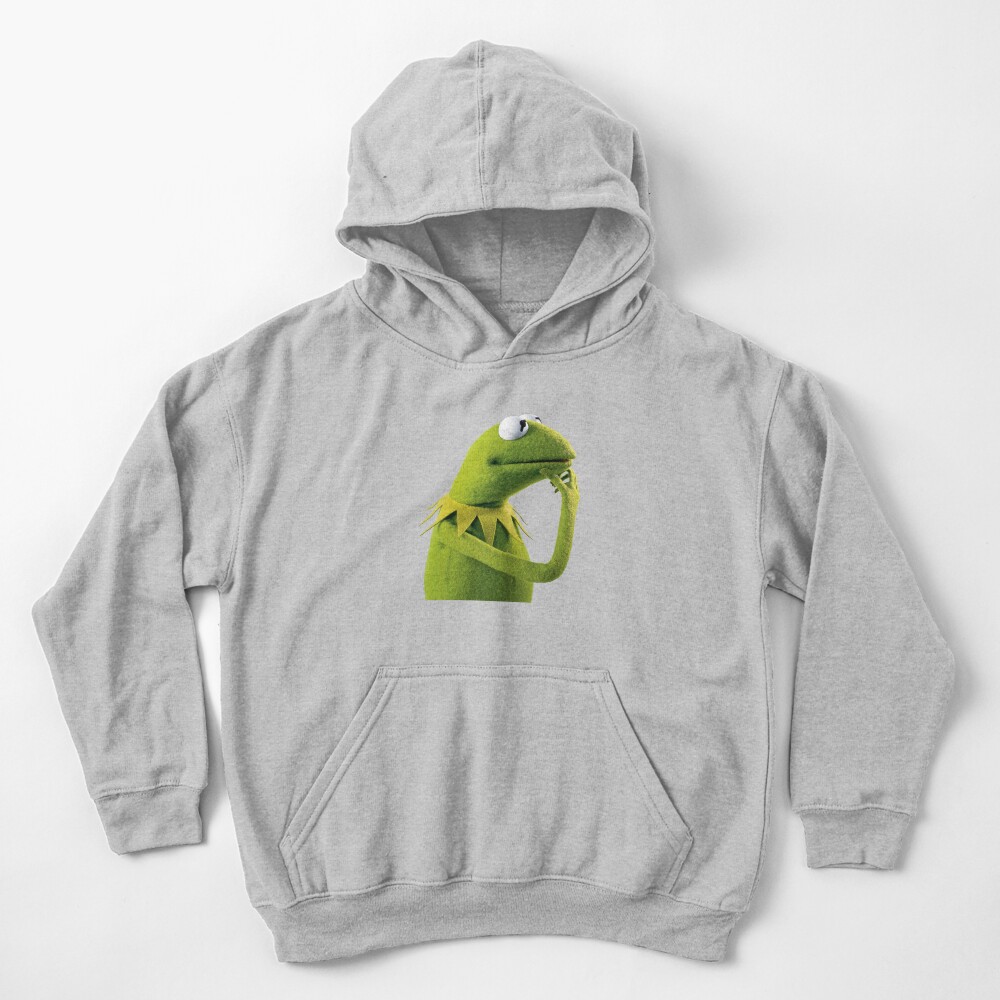 Kermit Contemplating, an aesthetic Kids Pullover Hoodie